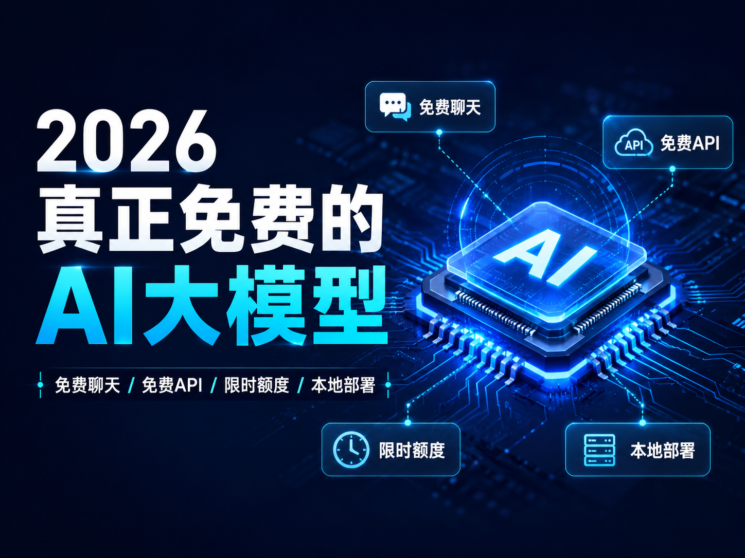 2026真正免费的AI大模型有哪些？免费聊天、免费API、限时额度与本地部署完整区别