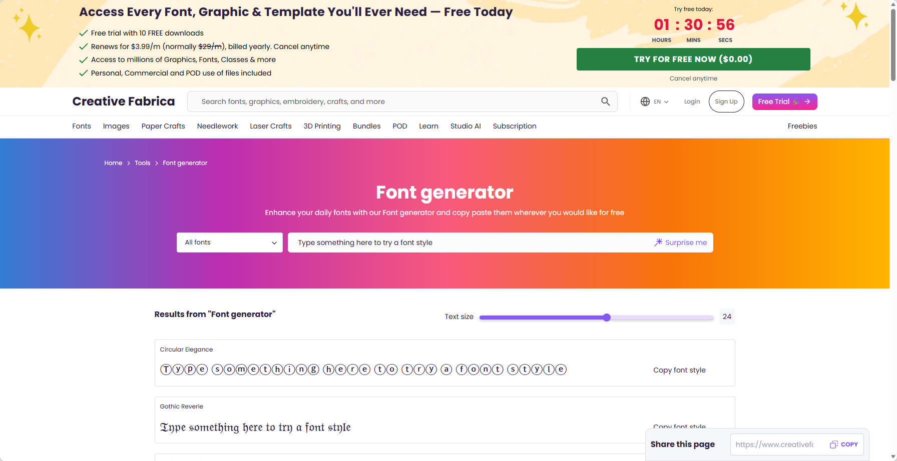 Creative Fabrica Font Generator