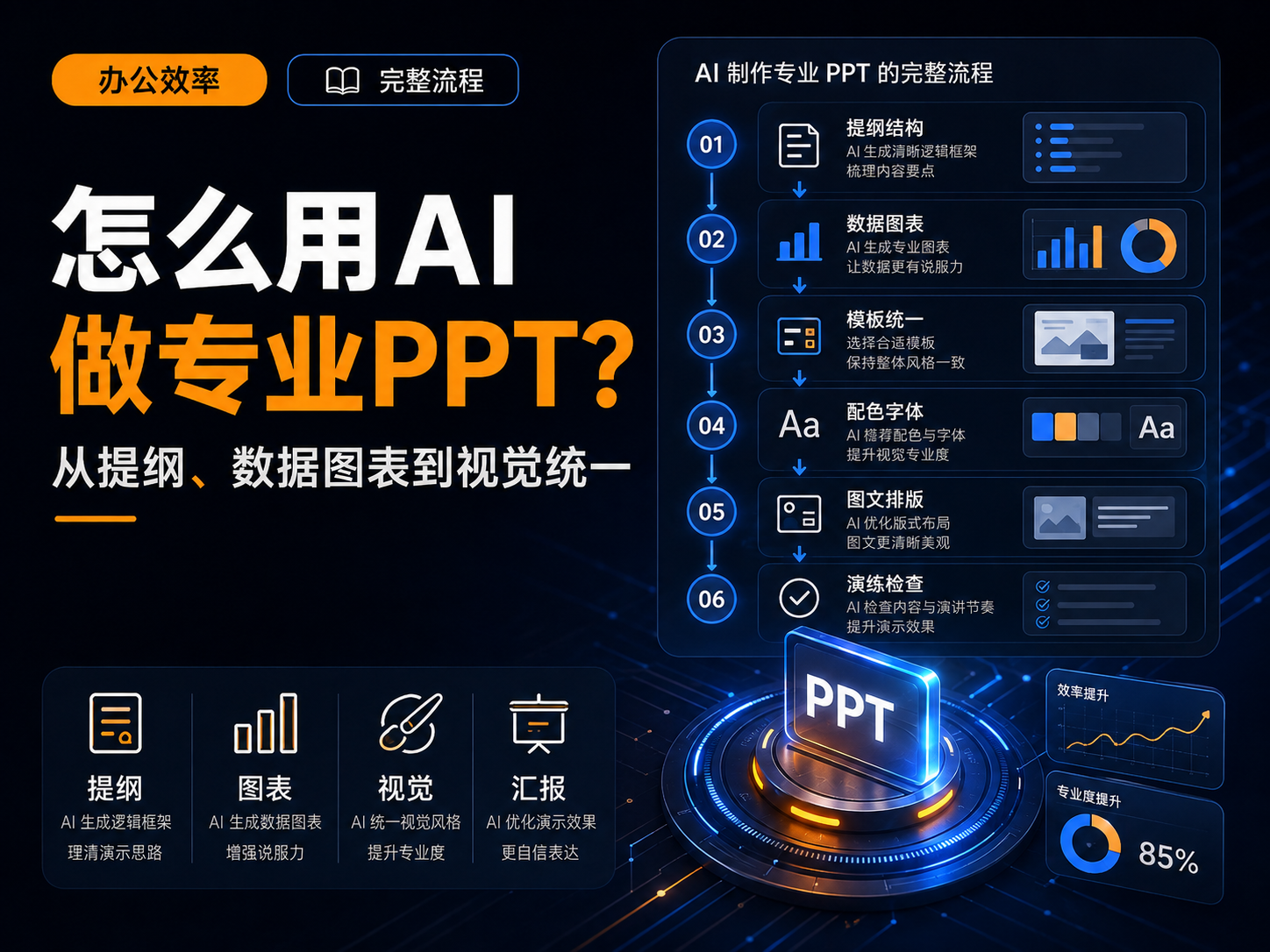 怎么用AI做专业PPT？从提纲、数据图表到视觉统一的完整流程