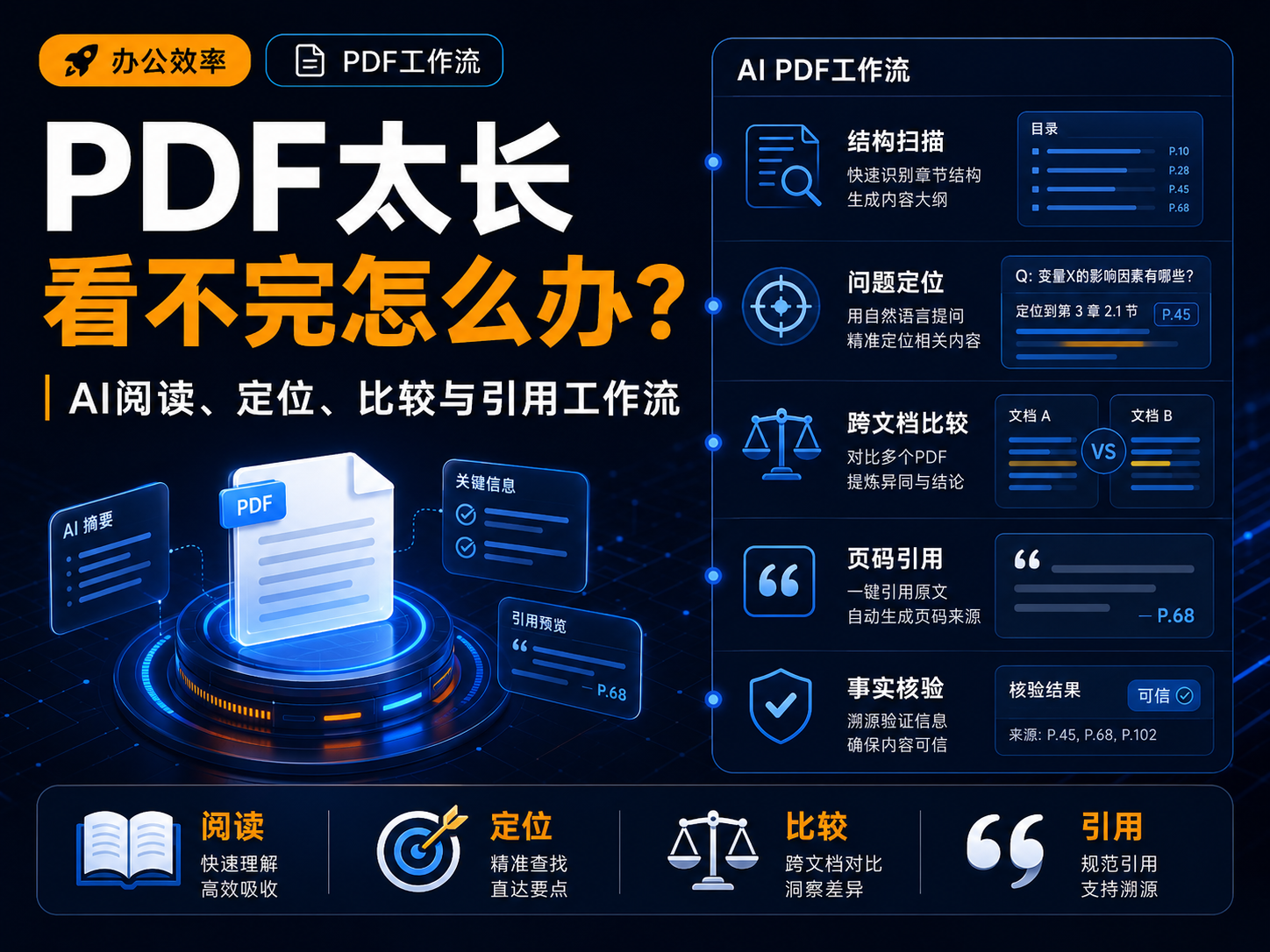 PDF太长看不完怎么办？AI阅读、定位、比较与引用工作流