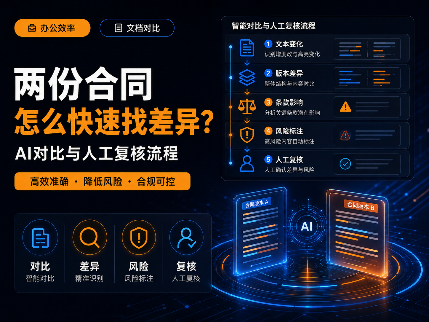 两份合同或文档怎么快速找差异？AI对比与人工复核流程