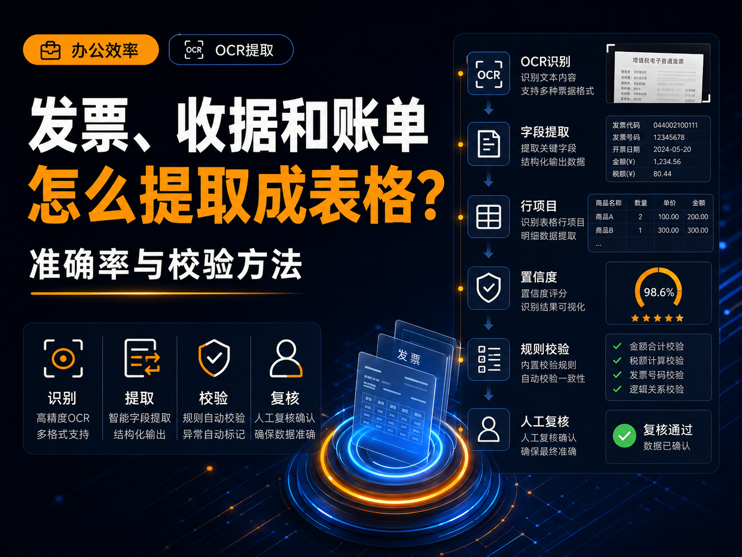 发票、收据和账单怎么用AI提取成表格？准确率与校验方法