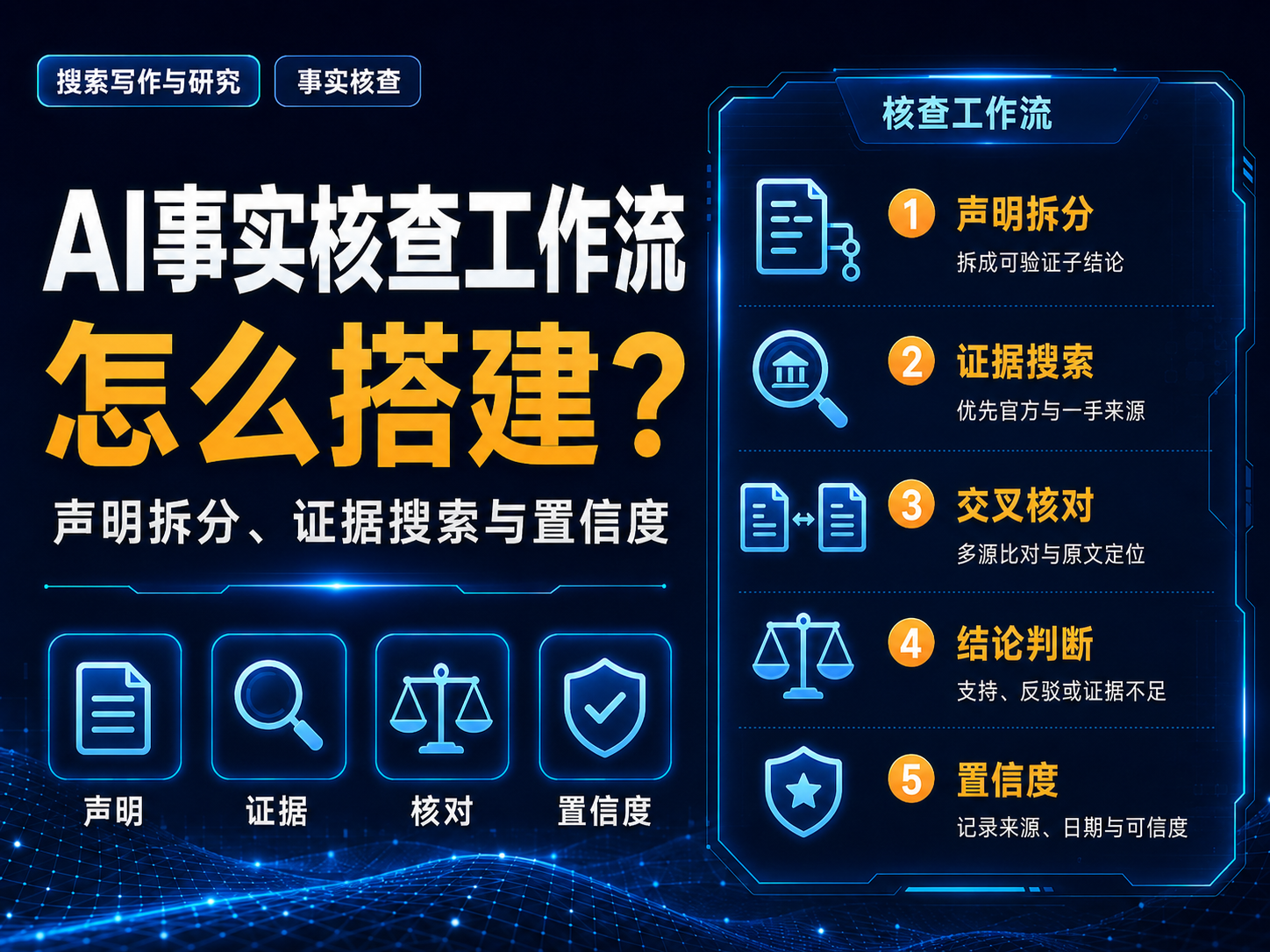 AI事实核查工作流怎么搭建？声明拆分、证据搜索与置信度