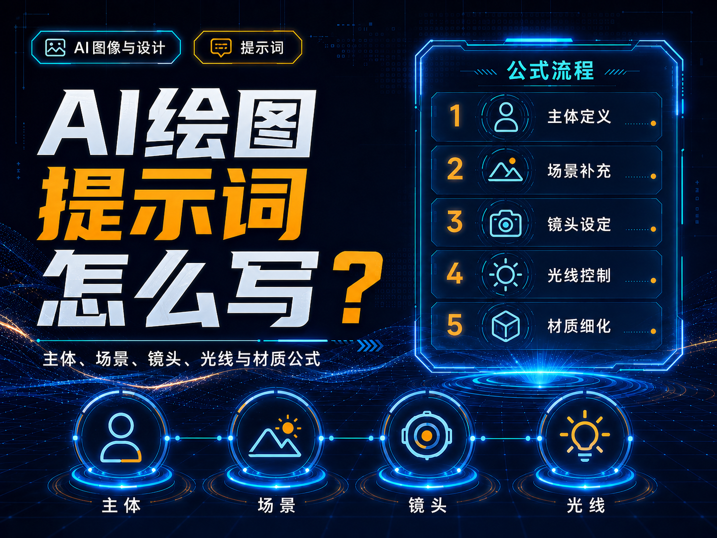 AI绘画提示词怎么写？主体、场景、镜头、光线与材质公式