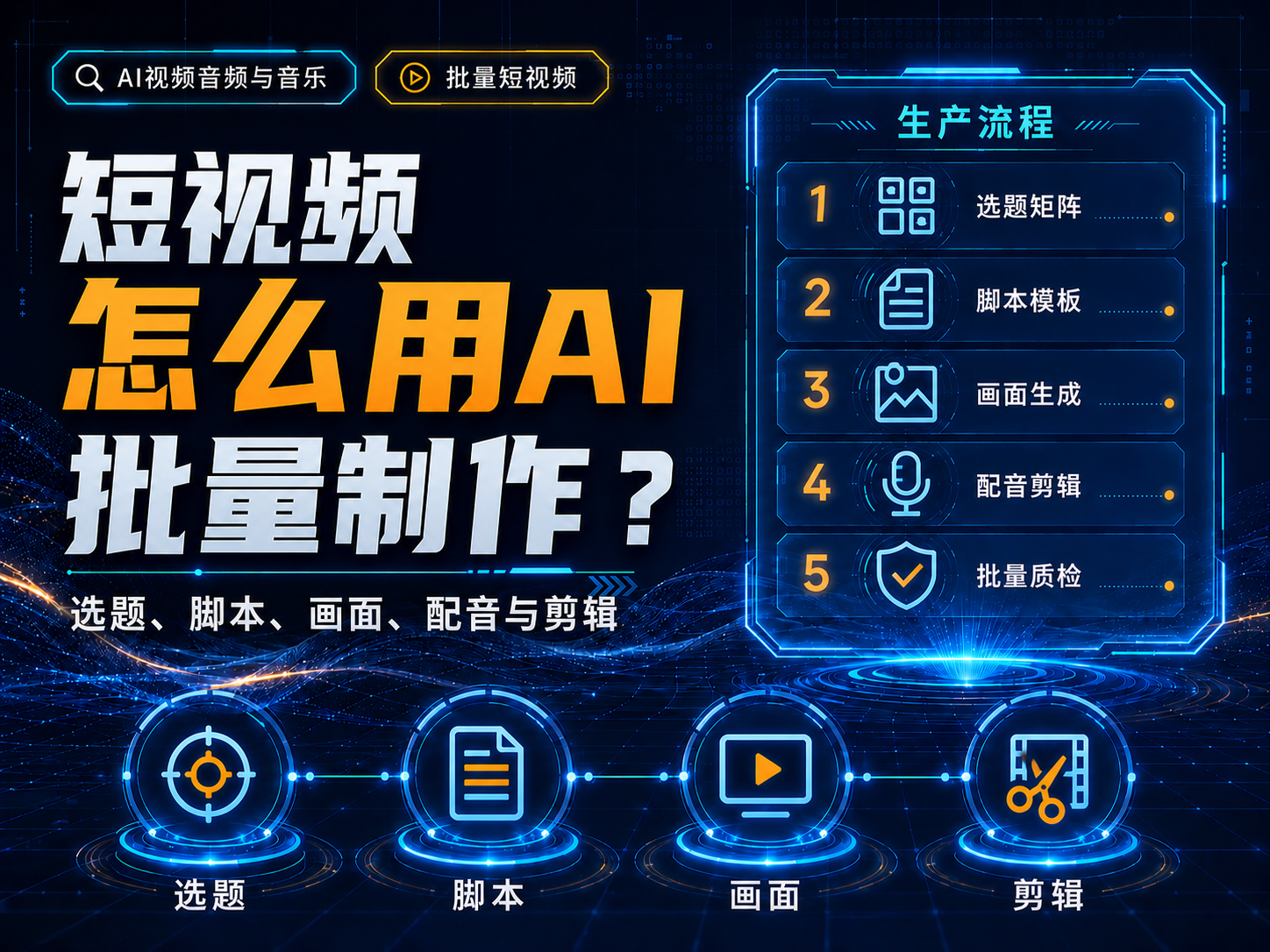 短视频怎么用AI批量制作？选题、脚本、画面、配音与剪辑