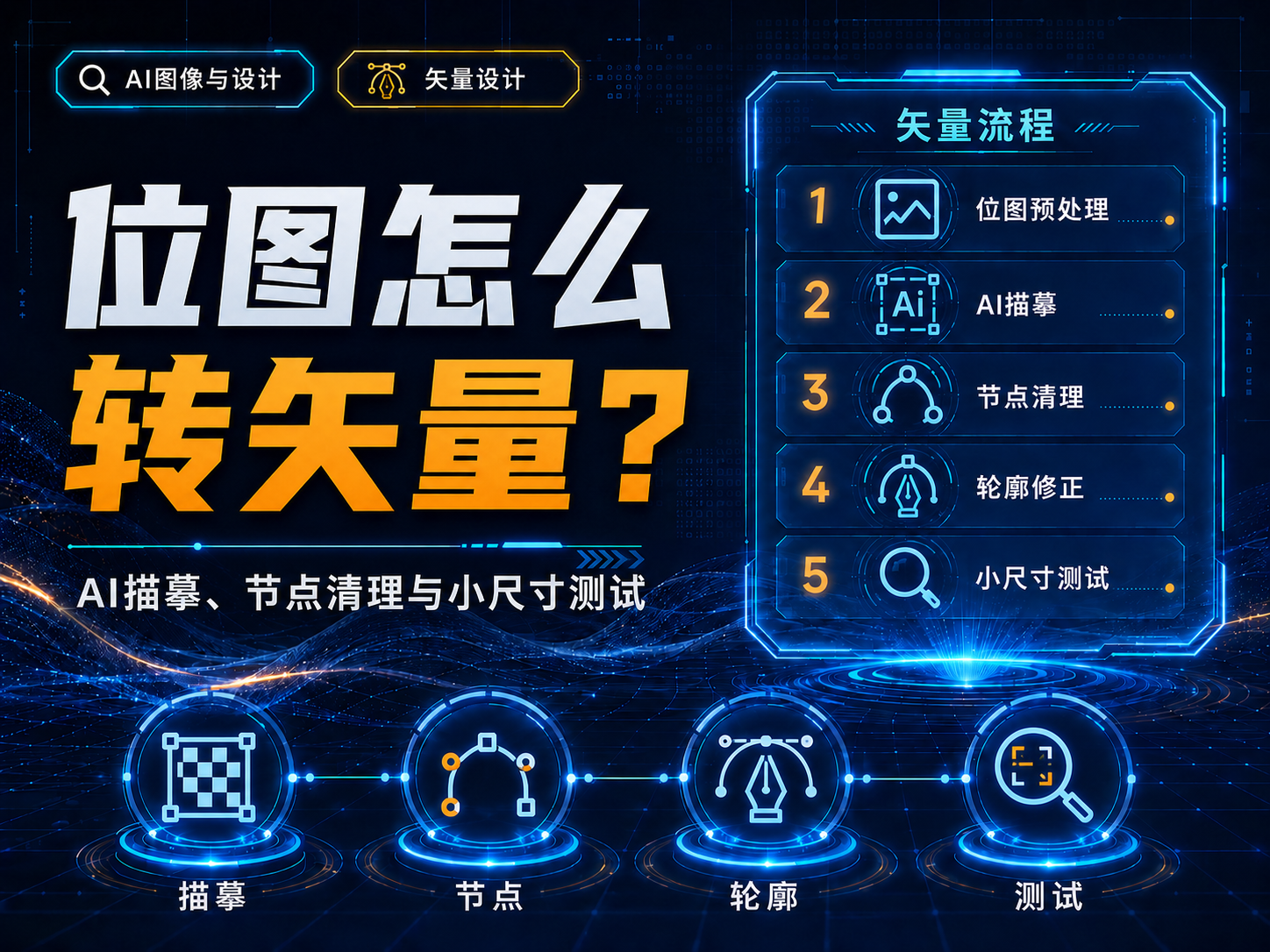位图怎么转矢量？AI描摹、节点清理与小尺寸测试