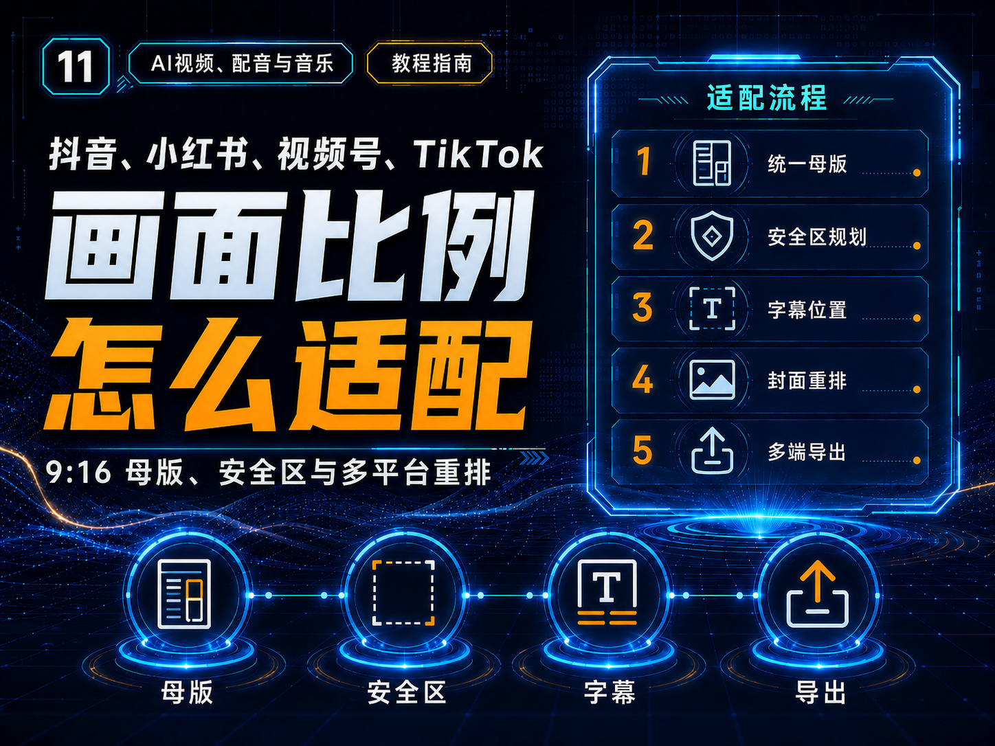 抖音、小红书、视频号、TikTok画面比例怎么适配