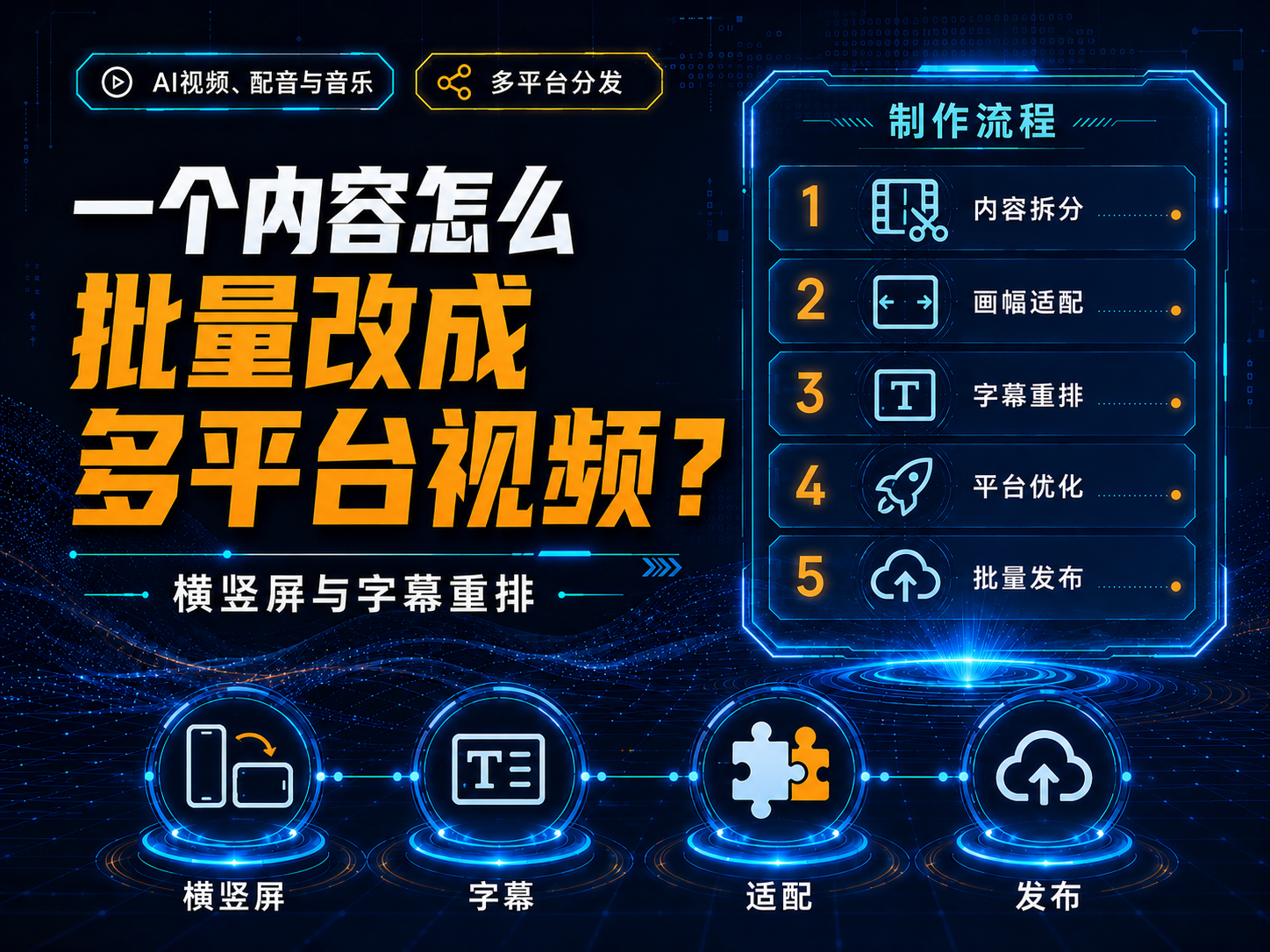 一个内容怎么批量改成多平台视频？横竖屏与字幕重排