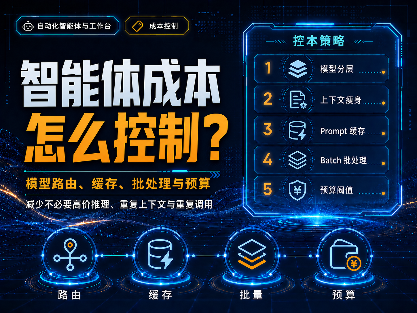 智能体成本怎么控制？模型路由、缓存、批处理与预算